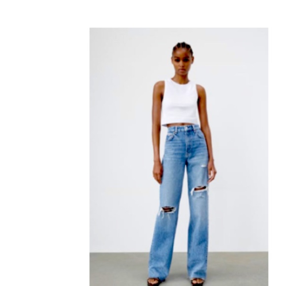 Zara wide leg ripped jeans- size 0, 25